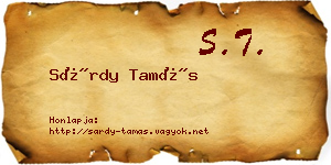 Sárdy Tamás névjegykártya